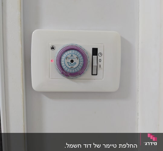 טיימר מכני על קיר לבן
